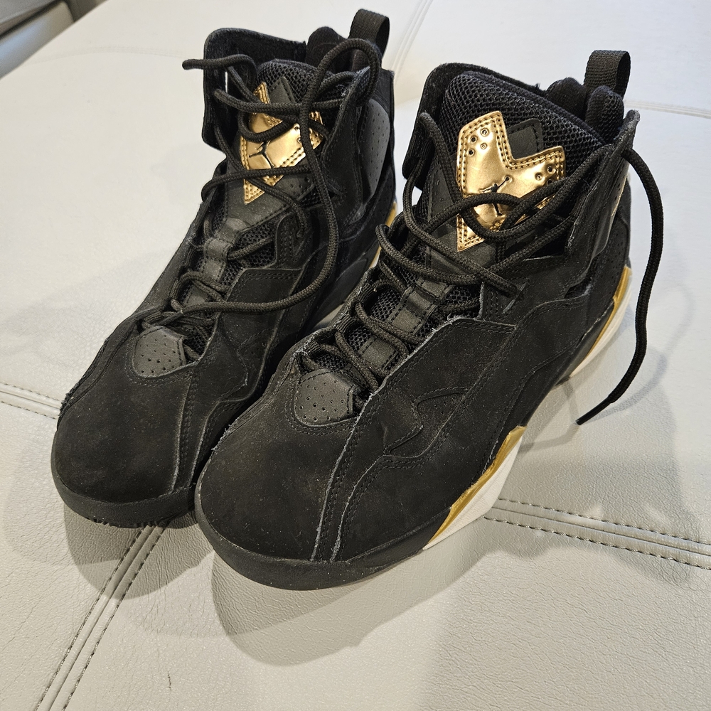 Jordan Black and Gold Kids Sneakers